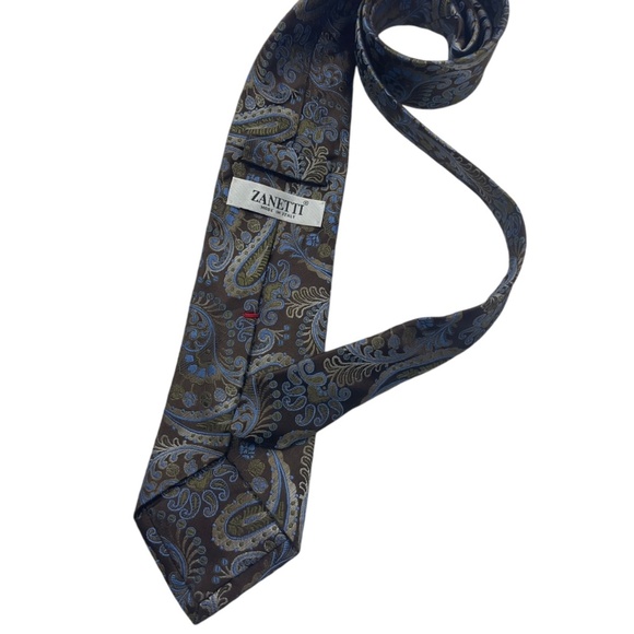 ZANETTI Brown Paisley Silk LUXURY Tie ITALY - Picture 2 of 4